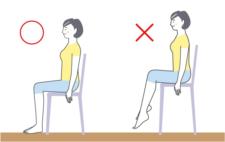 床に足の裏がつく高さの椅子に座ったイラスト